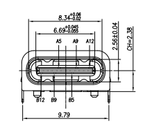 6P IPX5 Waterproof USB Type C Connector DIP Mount Black For Multiple Devices