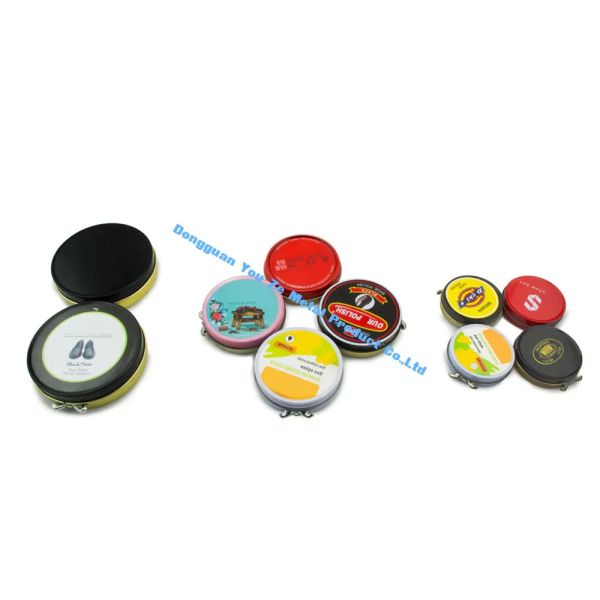 Round Metal Storage Containers Black Shoe Polish Tin Small Tin Containers with Different Sizes