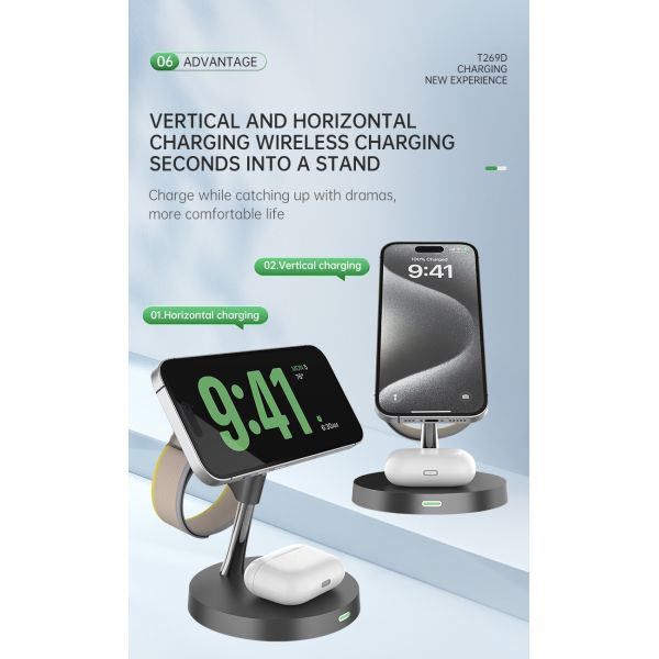 Wireless Charging Station With Night Light Over Current Protection CE/FCC/RoHS Certified