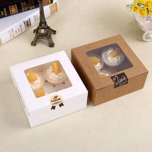 China OEM Kraft Paper Packaging Box Kraft Paper Cupcake Box With Clear PVC Window on sale