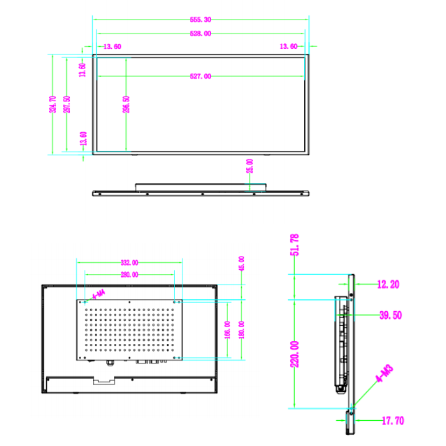 23.8 Inch Open Frame Lcd Screen 1500nits High Brightness