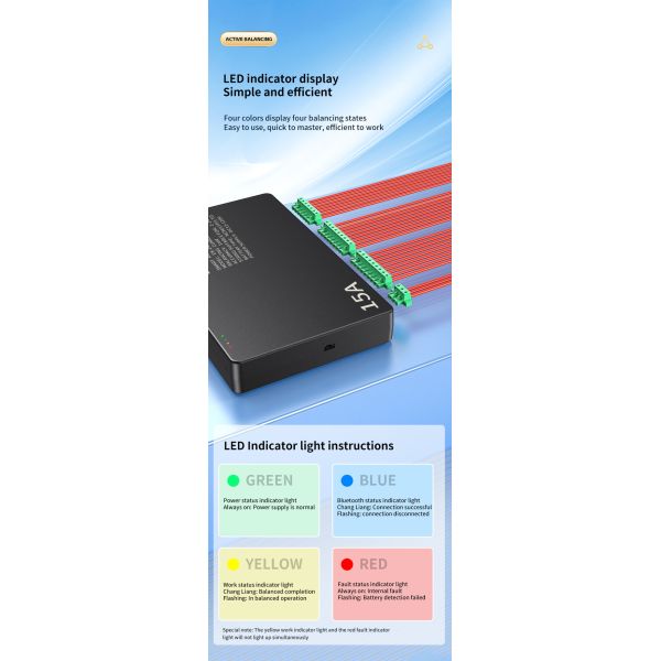 2S - 24S Smart Active Balancer 15A Lithium Ion Battery Balancer For E Bike