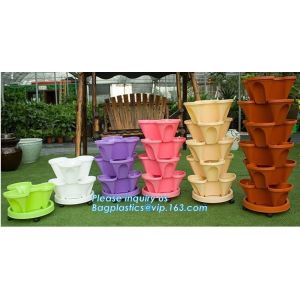 China PP Plastic materials hydroponic vertical tower stackable plastic garden pots,vertical tower farming use stacking planter on sale