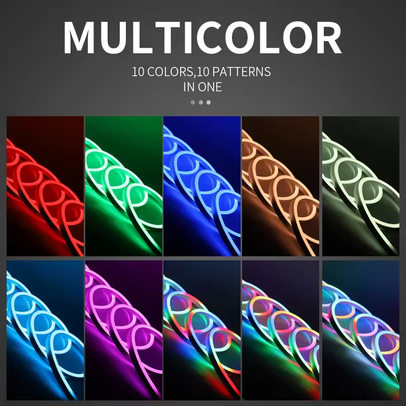 Flexible 6 X 12 RGB Neon Light 12V Flex Silicone Tube Neon LED Strip Light For Bedroom Living Gaming Room