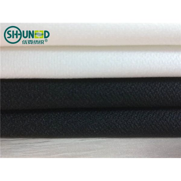 White Polyester Woven Fusible Interlining / Twill Woven Fusible Interfacing Fabric