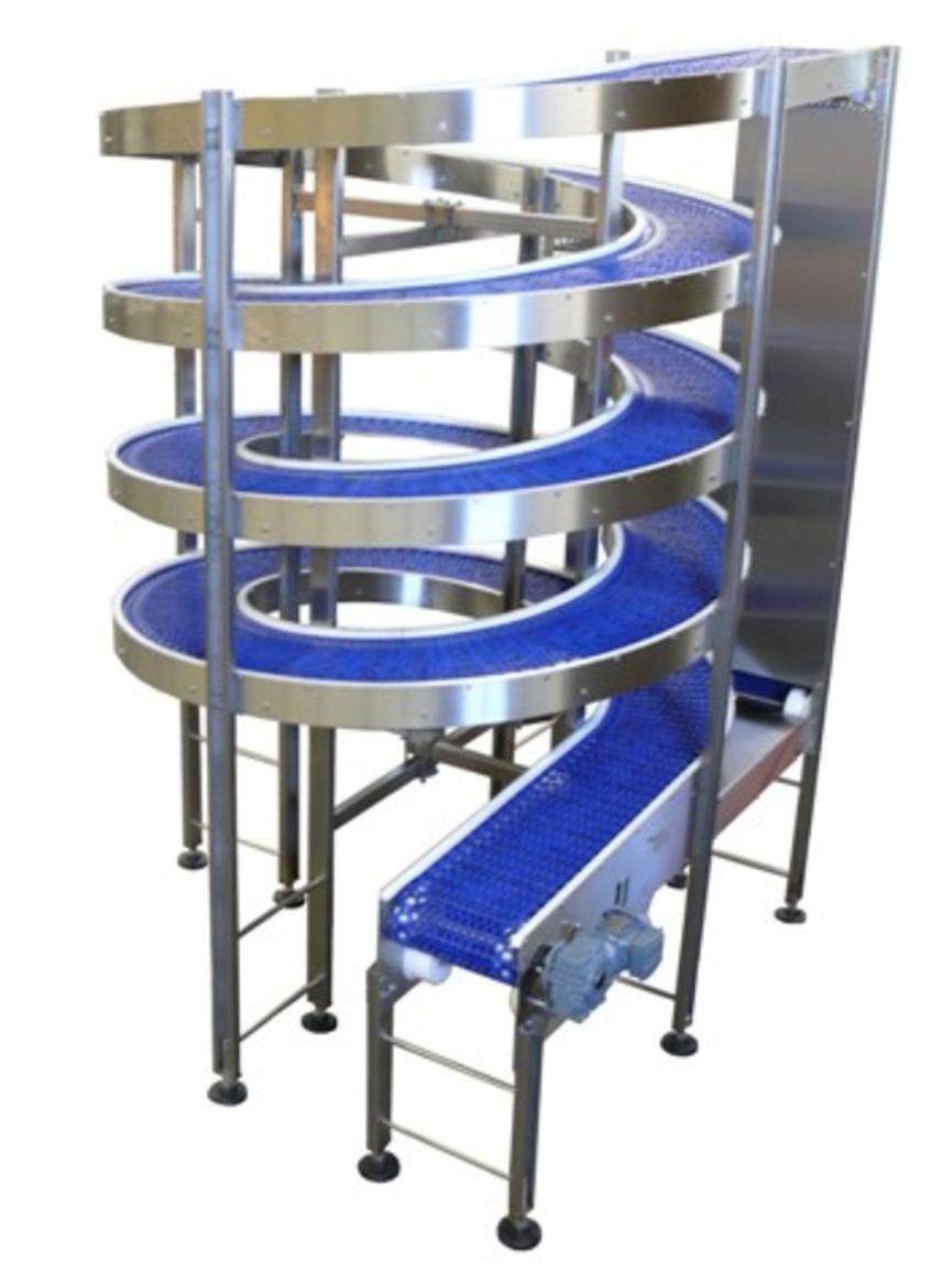 Adjustable Infeed and Outfeed Food Grade Vertical Modular Conveyor for Cooling