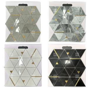 China Marble Stone Triangle Luxury Mosaic Tiles With Stainless Steel Metal Mosaic Tile Bathroom Backsplash on sale