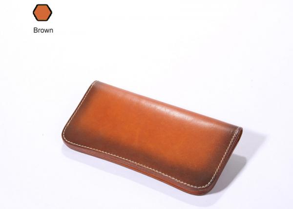Quality Cool Wallets for Men Brown Long Wallet Genuine Vegetable Tanned Leather Wallet for sale