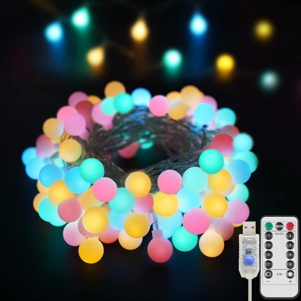 Quality LED String Lights 16 Color Changing Globe Balls Indoor String Light with Remote Multicolor Fairy Lights Strings for sale
