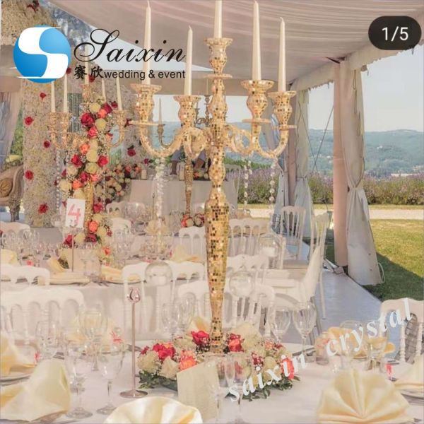 ZT-586 New tall 17arms wedding candelabra centerpieces gold candle holders