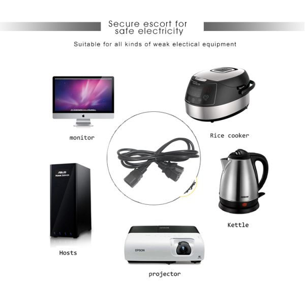 Durable OEM ODM Power C14 C13 3 Way Splitter Extension Cord 0.8m IP11