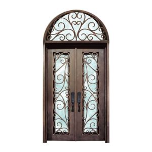 Buy cheap Finished Surface Luxury Entrence Door Wrought Iron Double Door With Transom For from wholesalers