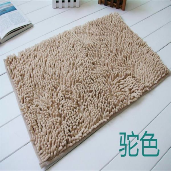 Solid color polyester chenille living room rug mat