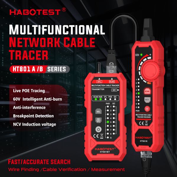 HABOTEST An Essential Tool for Network and Cable Technicians Cat5 Cable Tester Powered by Long-Lasting Batteries
