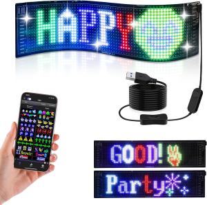 China Programmable Led Sign, 15''x4'' Pre-made Animations &amp; Customizable Text Led Car Sign, Bluetooth APP Control Scrolling LED Sign, Custom,Graffiti wholesale
