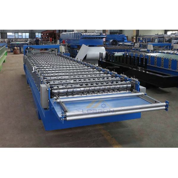 High Efficiency Blue Color Corrugated Forming Machine With Mitsubishi PLC