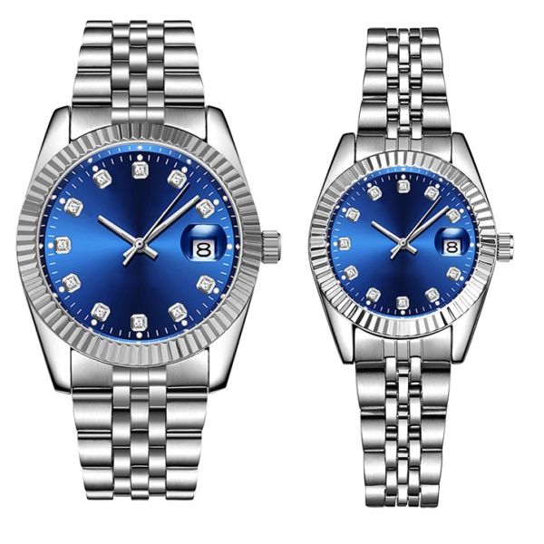 Round 3ATM Quartz Couple Watches OEM Two Tone Gold Watch Date Function