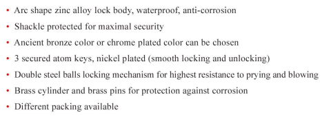 High Security Padlock Zinc Alloy Shackle Protected Atom Padlock Pin Tumbler Padlock Exceptional