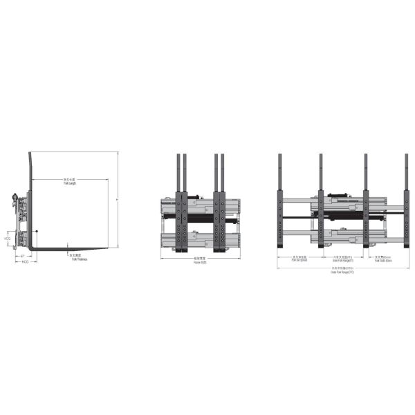 2500kg Forklift Clamp Attachment Double Pallet Handler