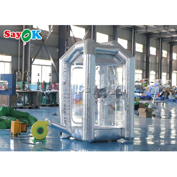 1.5m/5ft Silver Cube Inflatable Money Cash Booth Machine For Company Opening