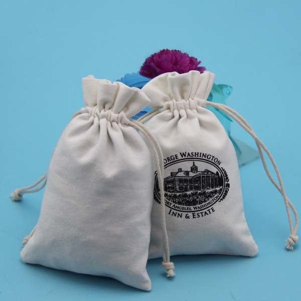 Colored Fabric Drawstring Gift Bags , Durable Cotton Canvas Drawstring Bags