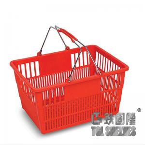 China Red Plastic Grocery Basket , Supermarket Hand Basket 35×25×18.5cm wholesale