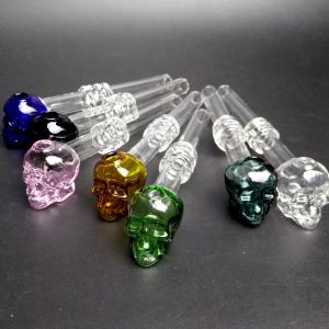 China Recyclable Skull Glass oil burner pipe Bubbler Bowl 5.5&quot;Inch Lenght Lightweight wholesale
