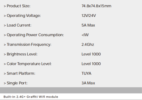 Small Size S1361.DIM.1H Single Group Dimming Controller Receiver 74.8x74.8x15mm 12/24V 2.4Ghz