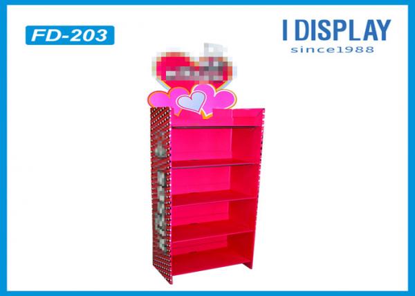 Quality 5 Tiers Chocolate Cute Retail Custom Cardboard Displays Pink Color for sale