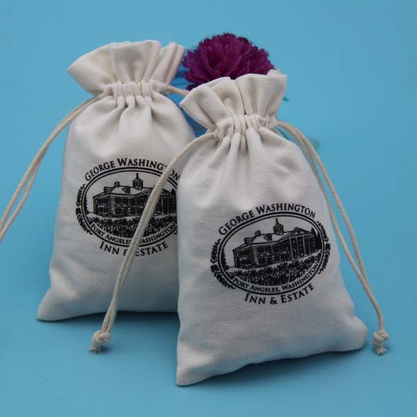 Colored Fabric Drawstring Gift Bags , Durable Cotton Canvas Drawstring Bags