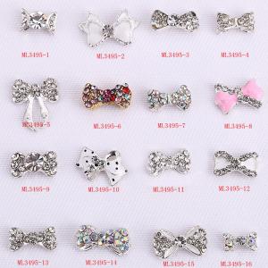 China Hot NEW Wholesale nail art Jewelry 3D Bows Alloy Nail Art Jewelry Number ML3495-01-16 on sale