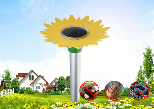 Artificial flower solar ultrasonic mice repeller sonic wave durable anti snake device