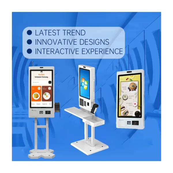 QR Code Scanner Airport 27" Self Order Kiosk Machine Touchscreen Self Ordering Kiosk