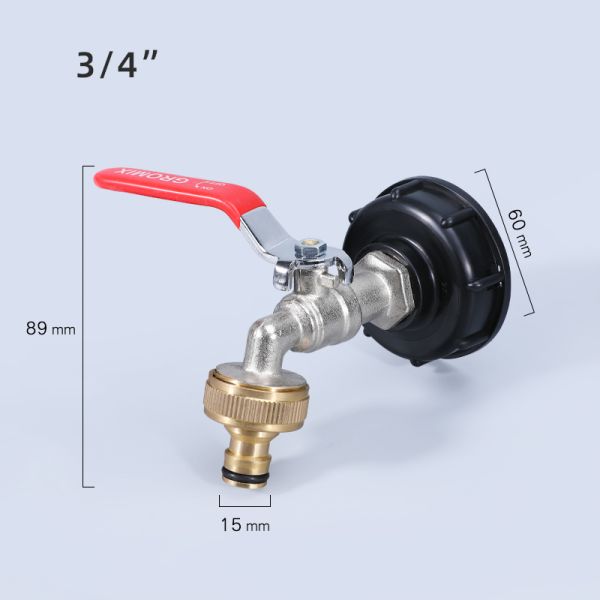 3/4'' Nickel Plating Bibcock With Red Handle Faucet Adapter For Hose Garden Water Tap