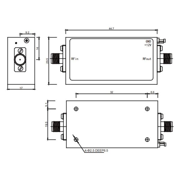 1 - 18 GHz Ku Band Amplifier P1dB 20dBm Low Power RF Amplifier